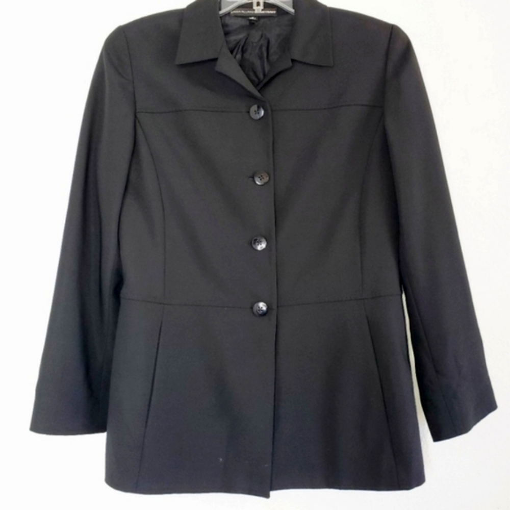 Linda Allard Ellen Tracy silk blend black blazer women's 10